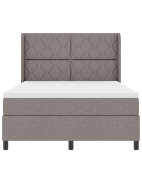 Letto Box Spring con Materasso Tortora 140x200 cm in Tessuto