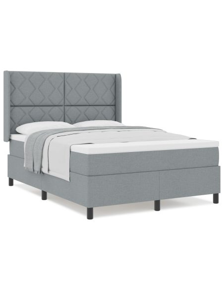 Letto a Molle con Materasso Grigio Chiaro 160x200 cm Tessuto