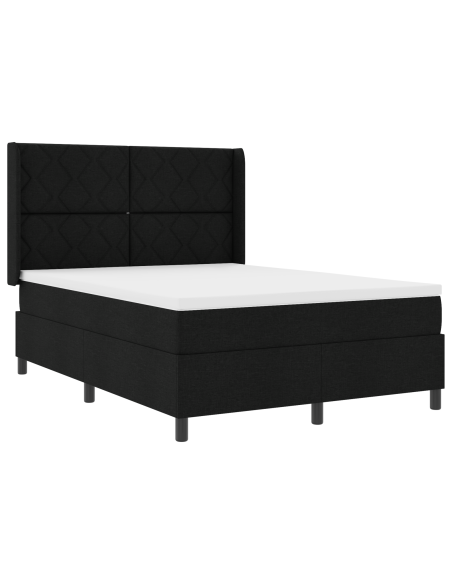 Letto a molle con materasso Nero 160 x 200 cm Tessuto