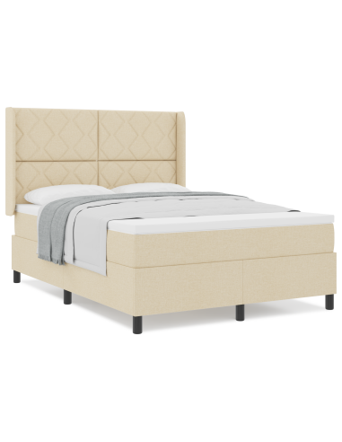 Letto a molle con materasso Crema 160 x 200 cm Tessuto