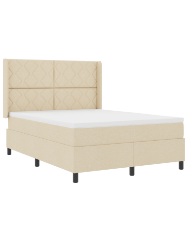 Letto a molle con materasso Crema 160 x 200 cm Tessuto