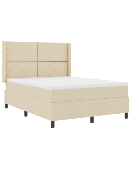 Letto Box Spring  con Materasso Crema 160x200 cm in Tessuto
