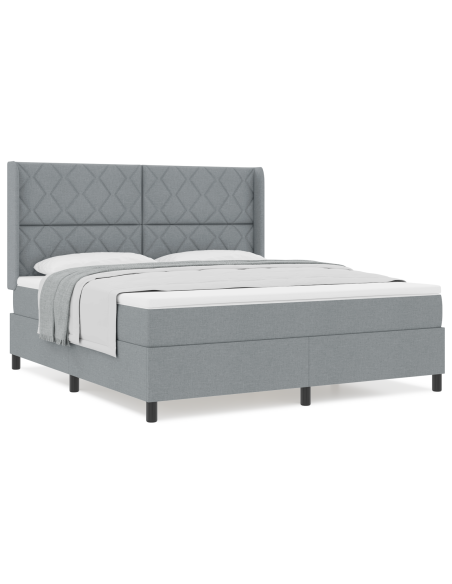 Letto Box Spring con Materasso Grigio Chiaro 180x200 cm Tessuto