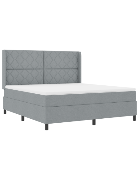 Letto Box Spring con Materasso Grigio Chiaro 180x200 cm Tessuto