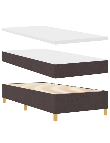 Letto a Molle con Materasso Marrone Scuro 80x200 cm Tessuto