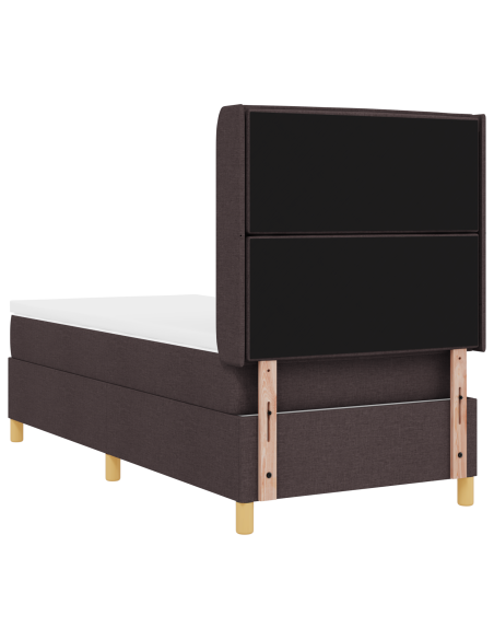 Letto a Molle con Materasso Marrone Scuro 80x200 cm Tessuto