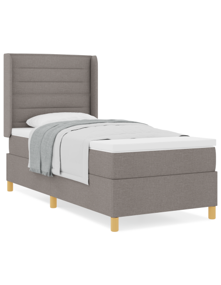 Letto Box Spring con Materasso Tortora 90x190 cm Tessuto