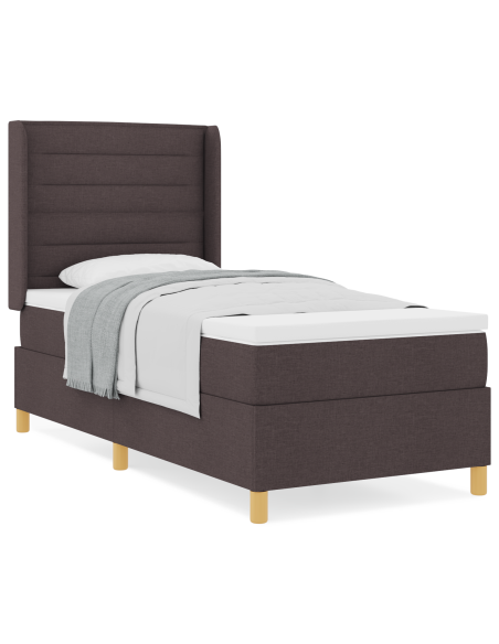 Letto a molle con materasso Marrone Scuro 90 x 200 cm Tessuto
