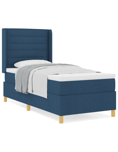 Letto a molle con materasso Blu 90 x 200 cm Tessuto