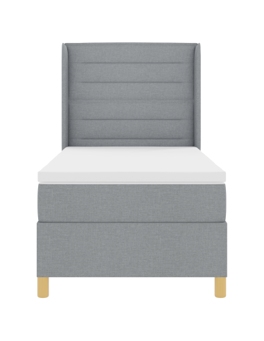 Letto a Molle con materasso Grigio chiaro 100 x 200 cm Tessuto