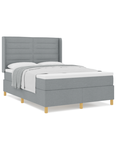 Letto a molle con materasso Grigio chiaro 140 x 200 cm Tessuto