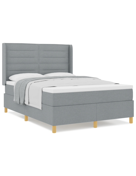 Letto a Rete con Materasso Grigio Chiaro 140x200 cm Tessuto