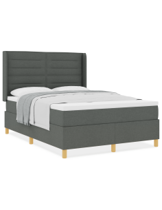 Letto a molle con materasso Grigio scuro 140 x 200 cm Tessuto 2