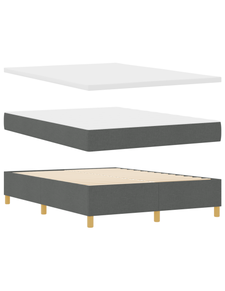 Letto a Rete Box con Materasso Grigio Scuro 140x200 cm Tessuto