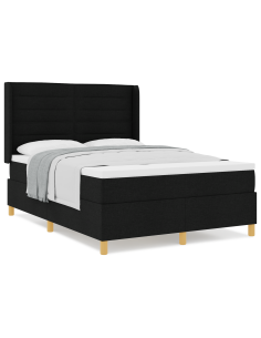 Letto a molle con materasso Nero 140 x 200 cm Tessuto 2