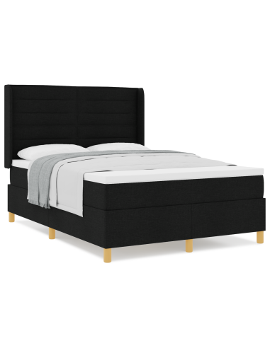 Letto a molle con materasso Nero 140 x 200 cm Tessuto