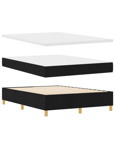 Letto a molle con materasso Nero 140 x 200 cm Tessuto