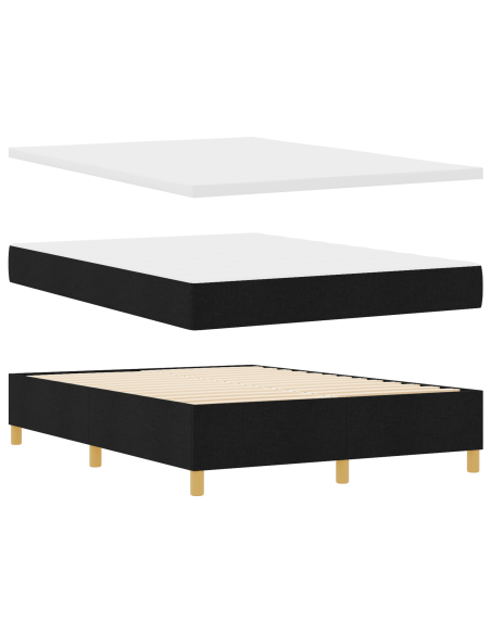 Letto a molle con materasso Nero 140 x 200 cm Tessuto