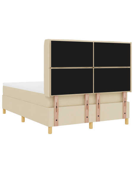 Letto a molle di crema  con materasso, 140x200 cm in tessuto