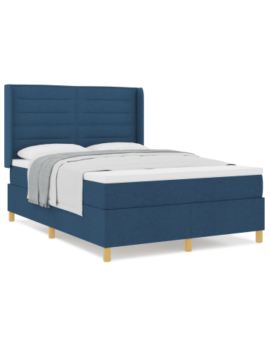 Letto a molle con materasso Blu 140 x 200 cm Tessuto