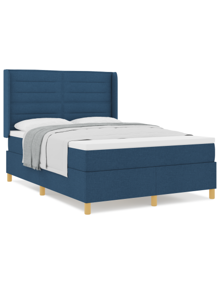 Letto Box Spring con Materasso Blu 140x200 cm Tessuto