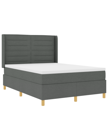 Letto con Rete a Molla e Materasso Grigio Scuro 160x200 cm Tessuto