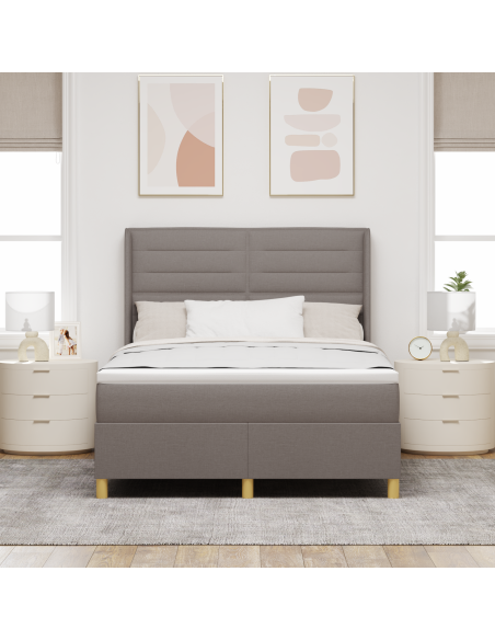 Letto con rete a molle e materasso  Tortora 160x200 cm Tessuto