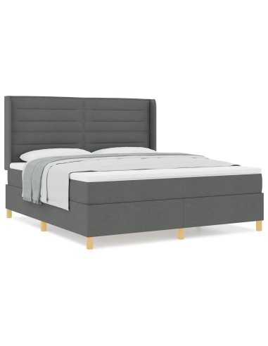 Letto a molle con materasso Grigio scuro 180 x 200 cm Tessuto