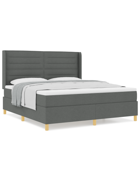 Letto Box Spring con Materasso Grigio Scuro 180x200 cm Tessuto