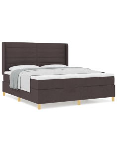 Letto a molle con materasso Marrone Scuro 180 x 200 cm Tessuto 2