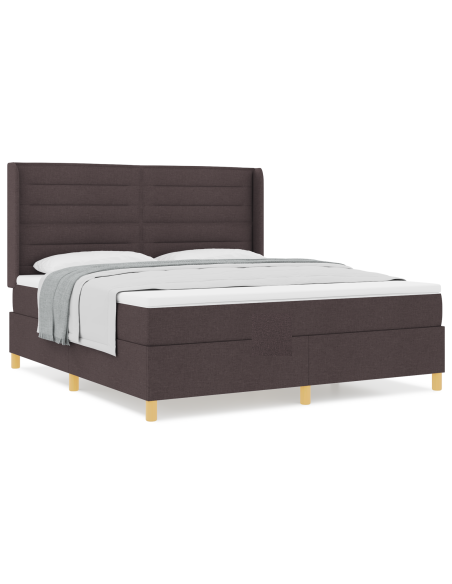 Letto a Pediera con Materasso Marrone Scuro 180x200 cm Tessuto