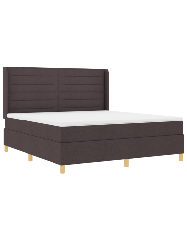 Letto a molle con materasso Marrone Scuro 180 x 200 cm Tessuto