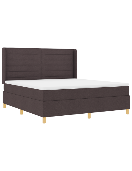 Letto a Pediera con Materasso Marrone Scuro 180x200 cm Tessuto