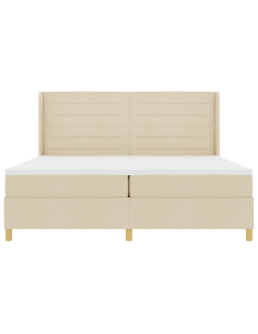 Letto a molle con materasso Crema 200 x 200 cm Tessuto
