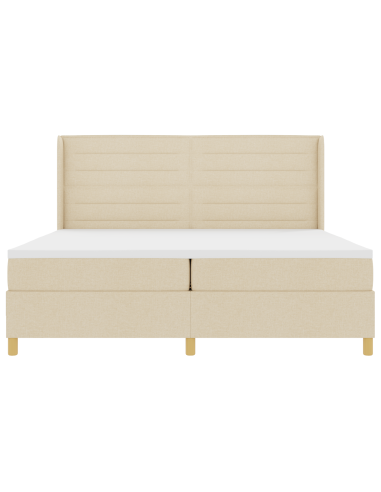 Letto a molle con materasso Crema 200 x 200 cm Tessuto