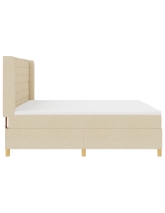 Letto a molle con materasso Crema 200 x 200 cm Tessuto 2