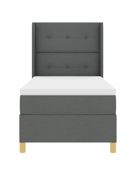 Letto Box Spring con materasso Grigio Scuro 80x200 cm Tessuto
