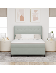 Letto a molle con testiera Grigio chiaro 140 x 200 cm Velluto