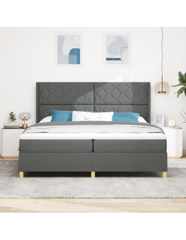 Letto a molle con materasso Grigio 200 x 200 cm Tessuto