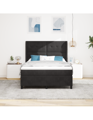 Letto a molle con testiera Nero 140 x 200 cm Velluto