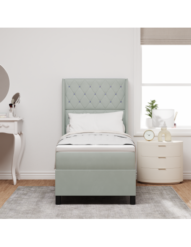 Letto a molle con materasso Grigio chiaro 80 x 200 cm Velluto