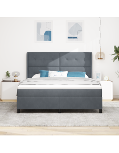 Letto a molle con materasso Grigio scuro 180 x 200 cm Velluto
