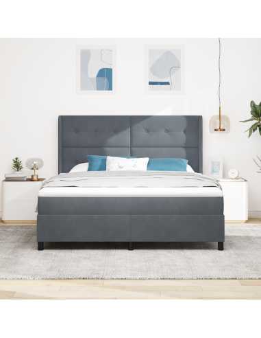 Letto a molle con materasso Grigio scuro 180 x 200 cm Velluto