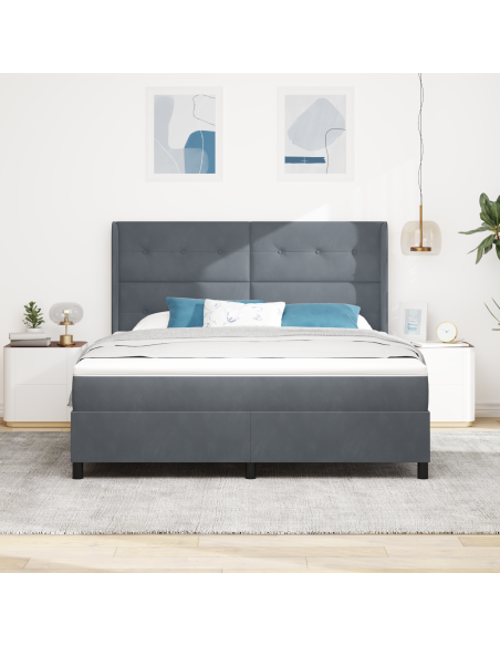 Letto a molle con materasso Grigio scuro 180 x 200 cm Velluto