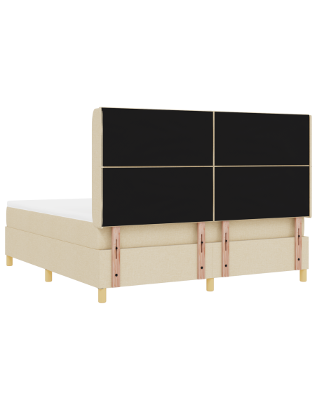 Letto Box Spring  con materasso e LED Crema 180x200 cm Tessuto