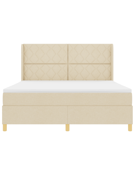 Letto Box Spring  con materasso e LED Crema 180x200 cm Tessuto