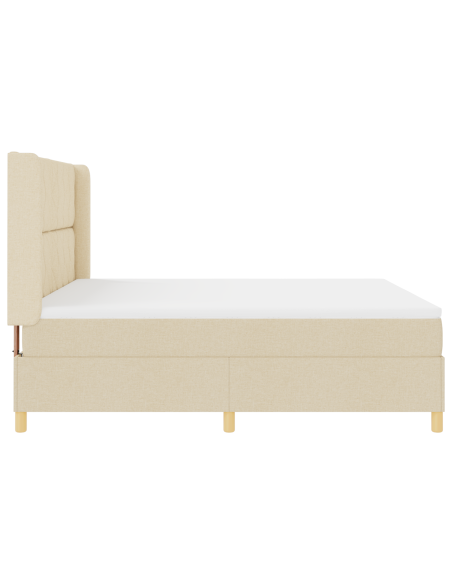Letto Box Spring  con materasso e LED Crema 180x200 cm Tessuto