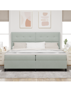 Letto a molle con materasso Grigio chiaro 200 x 200 cm Velluto