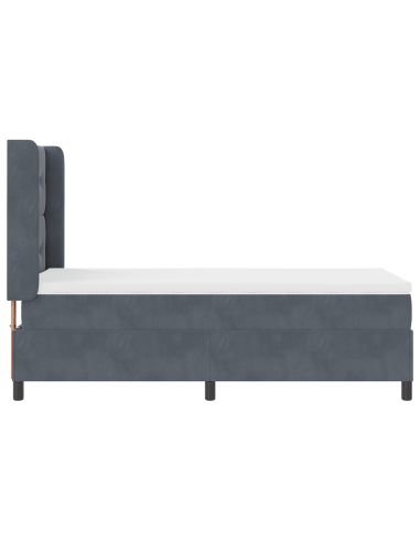 Letto a molle con materasso Grigio scuro 100 x 200 cm Velluto
