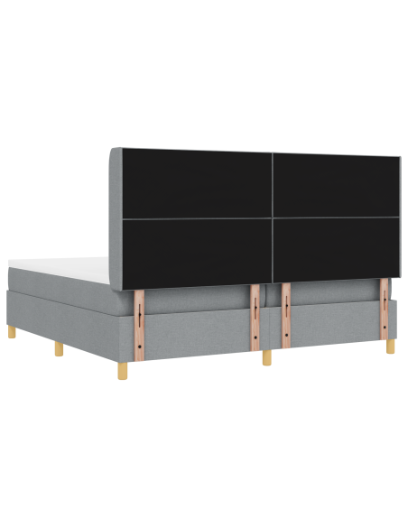Letto Box Spring con Materasso e Luce LED Grigio Chiaro 200x200 cm Tessuto